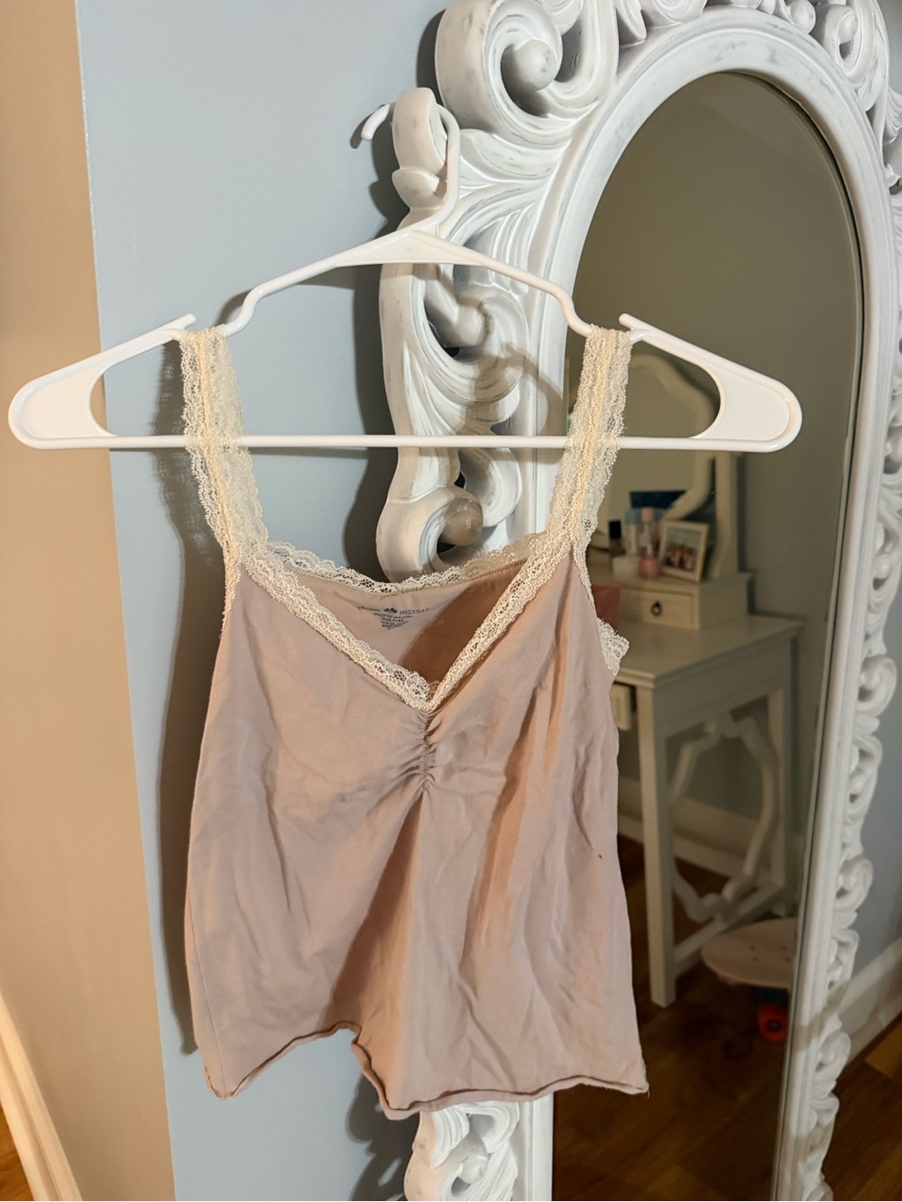 Brandy Melville Beige Lace Trim Tank Top
